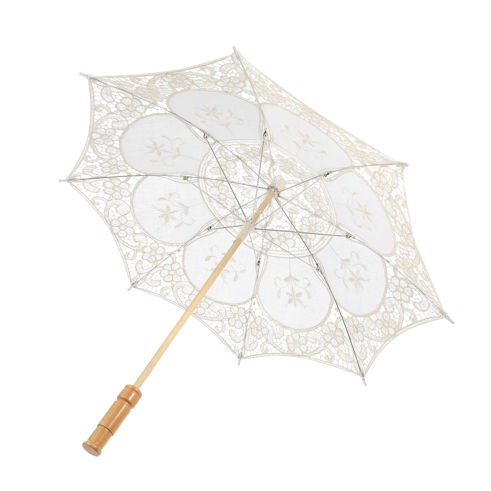 

Toyvian Lace Umbrellaes Handmade Bridal Umbrella Photography Umbrella with Wooden Handle for Wedding Dancing