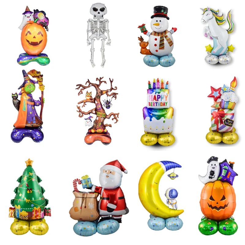 

New Halloween Balloon Large Standing Cartoon Outdoor Christmas Pumpkin Skull Party Decorative Aluminum Balloons