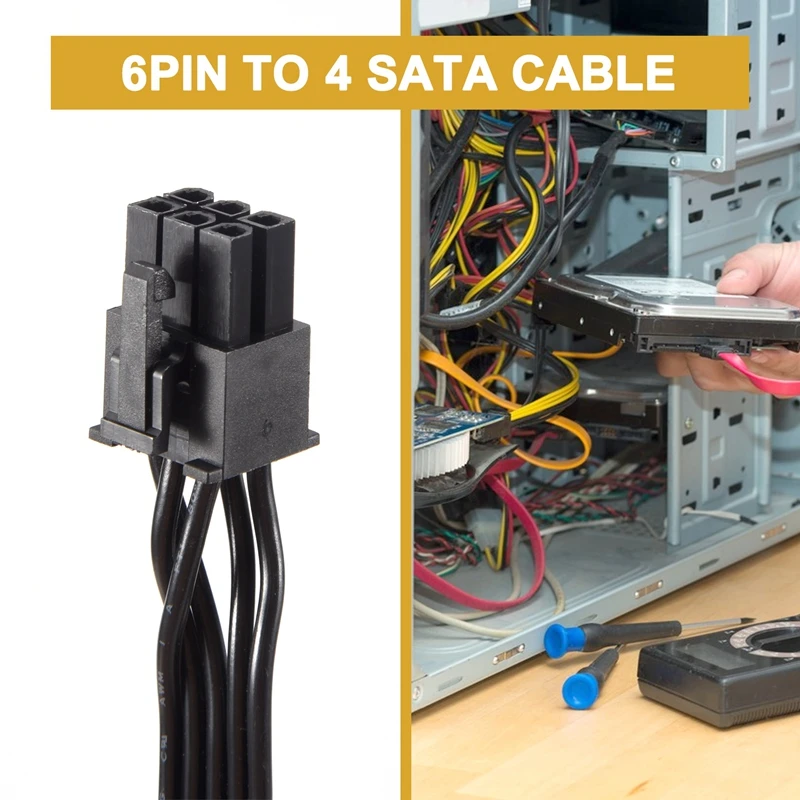 Pcie 6-контактный штекер к 4 SATA кабель питания для Seasonic Focus +/ MK3/ FX/ P серии 850PX 750PX 650PX 550PX