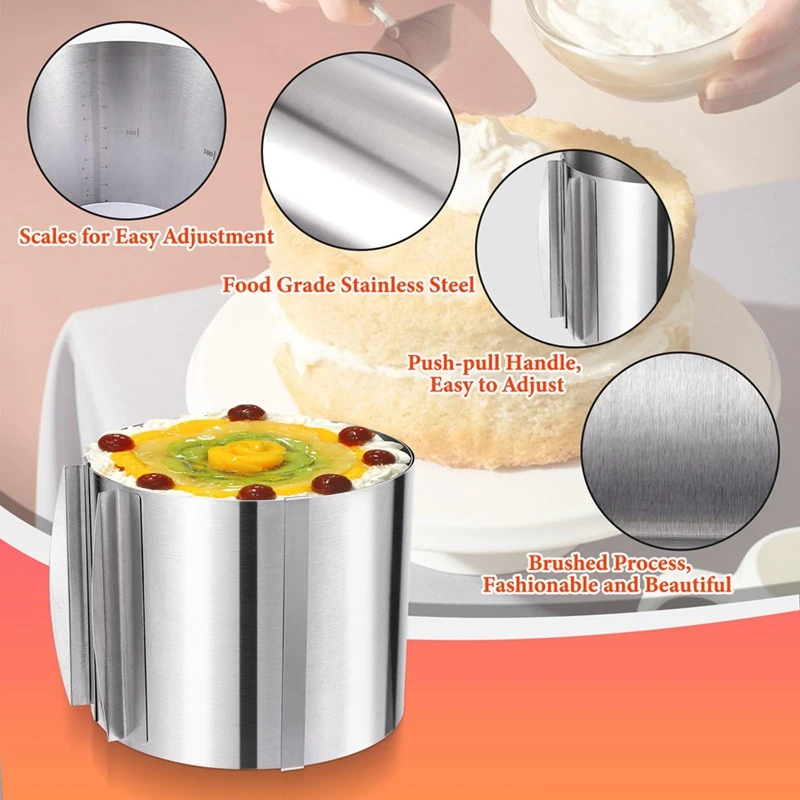 Регулируемое кольцо для торта из нержавеющей стали от 6 до 12 дюймов 6-дюймовые