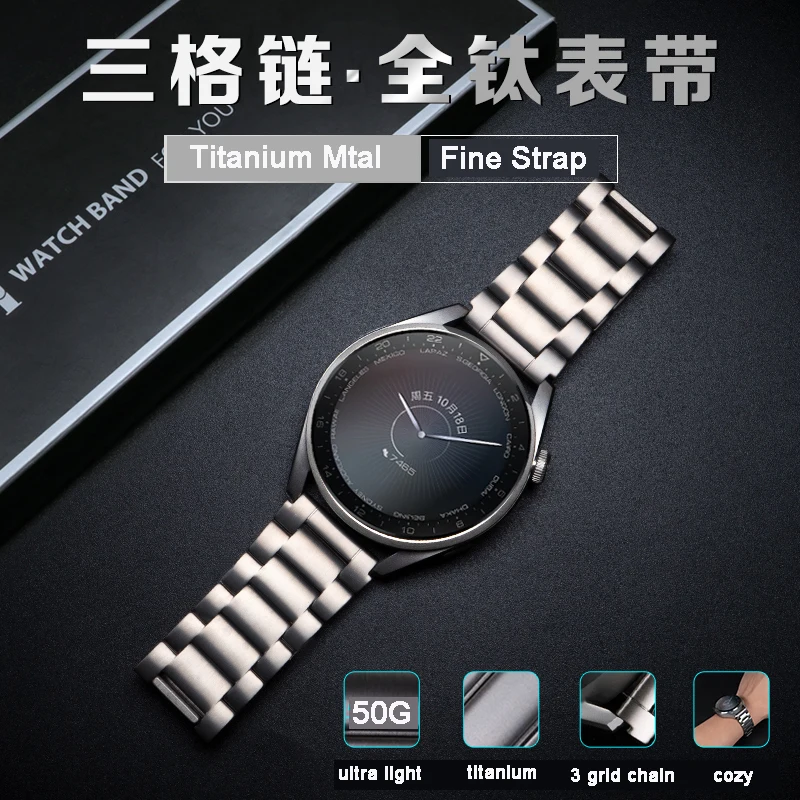 Pure Titanium Strap for Huawei Watch GT 3 46mm GT3 pro Titanium Metal 22mm Watchband for Huawei GT 2 Pro /GT 2E Man Wristband