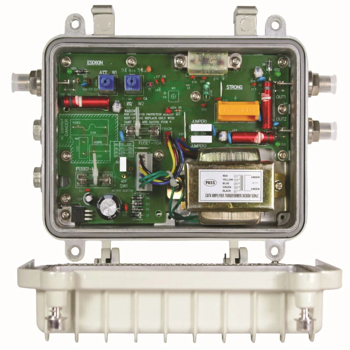

Cable TV amplifier（750M-860M), 30db gain, (110v-220v/60V) amplifier, analog TV, digital TV system front-end equipment