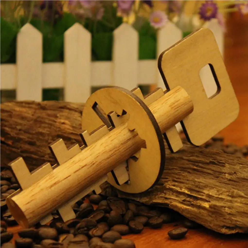 

Funny Lock Toys Wood Unlock Puzzles Key Brain Practice Children Adult Games