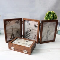 double sided triple fold composite photo frame hinged picture frame with glass front made to display stands vertically