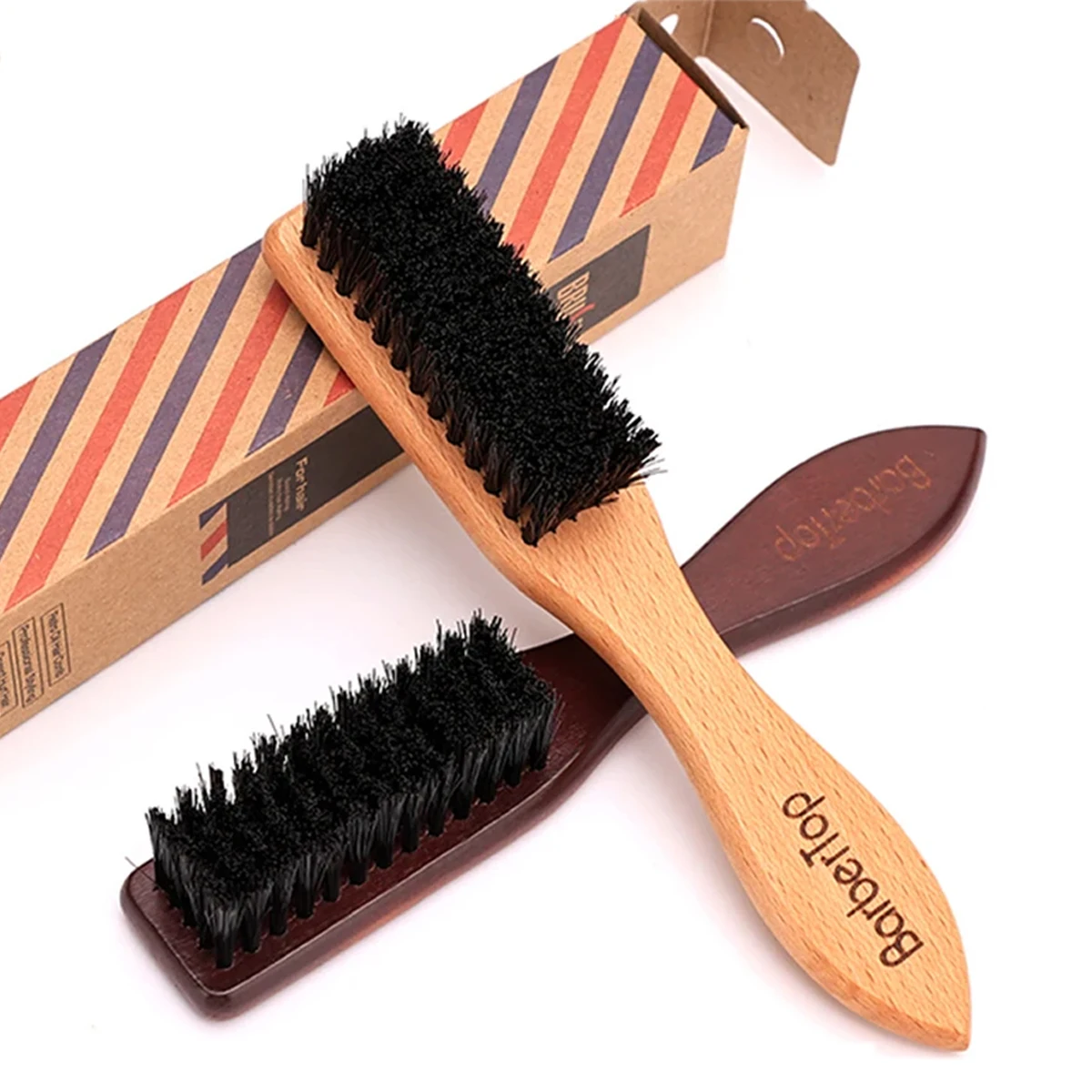 Фото Щетка Barbershop с деревянной ручкой и щетиной кабана, щетка для бороды, щетка для чистки мягких волос, расческа для удаления сломанных волос, мужские инструменты для бритья бороды в салоне №2