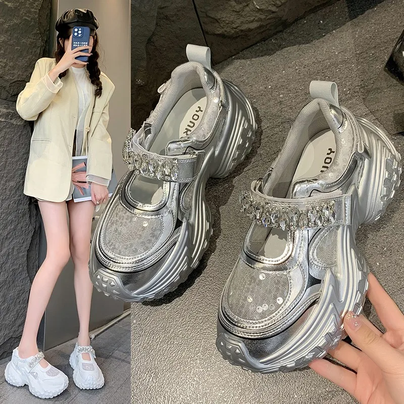 Женские спортивные туфли на платформе летняя сетчатая дышащая дизайнерская