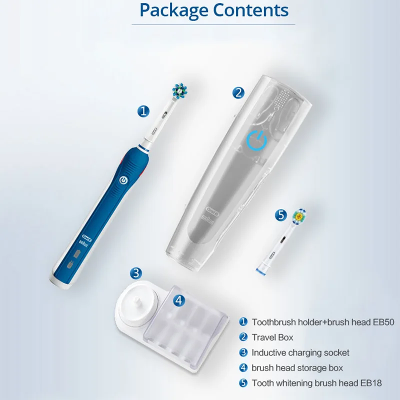 Oral B 3D Electric Toothbrush Clean Teeth Pro 4000 Tooth Brush Pressures Sensor Teeth Brush 4 Cleaning Modes Rechargeable enlarge