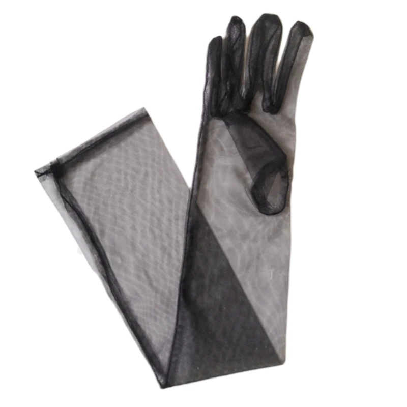 

Long Elegant Tulle Gloves 55cm Ultra Thin Gloves Dress Gloves Wedding Elbow Gloves for Tea Parties Halloween Costume