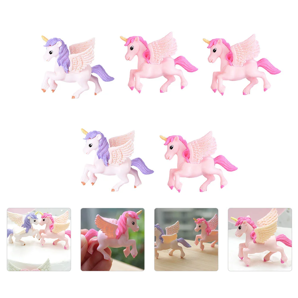 

Unicorndecoration Model Statue Mini Birthday Decor Ornament Figurines Decorations Miniature Cupcake Imitationcrafts Simulation