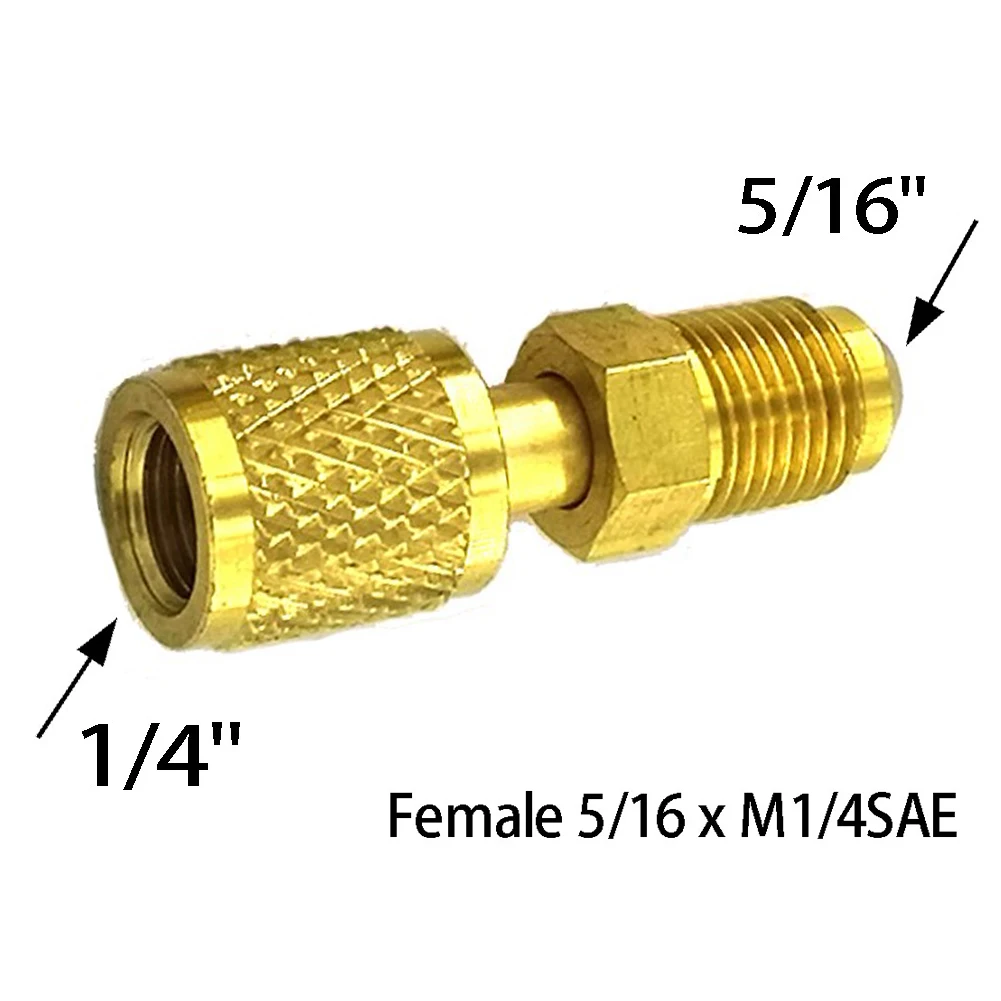 

1 шт. R410a адаптер для зарядки холодильника 5/16 SAE F быстроразъемные соединители к 1/4 SAE M Flare 5/16 SAE M до 1/4 SAE для кондиционера воздуха