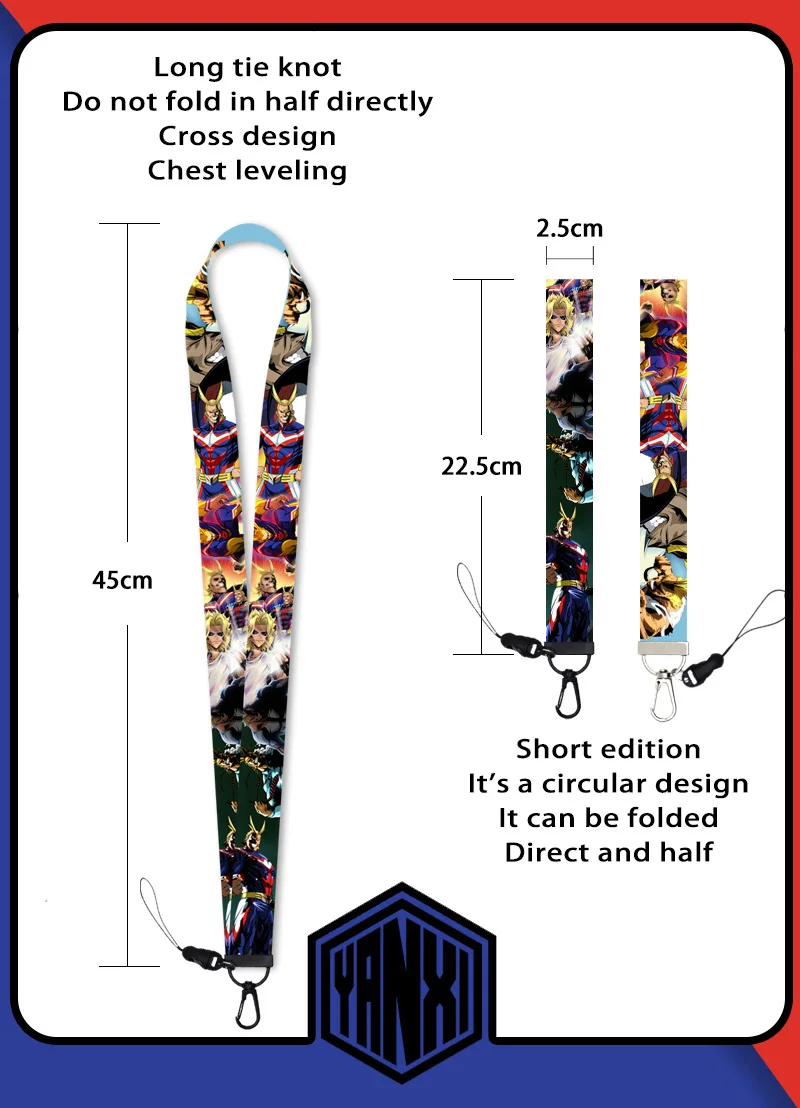 Anime Boku No My Hero Academia Shoto Keyring Lanyard Streamer Bag Pendant Neck Strap for ID Badge Phone Holder Cosplay Xmas Gift | Украшения