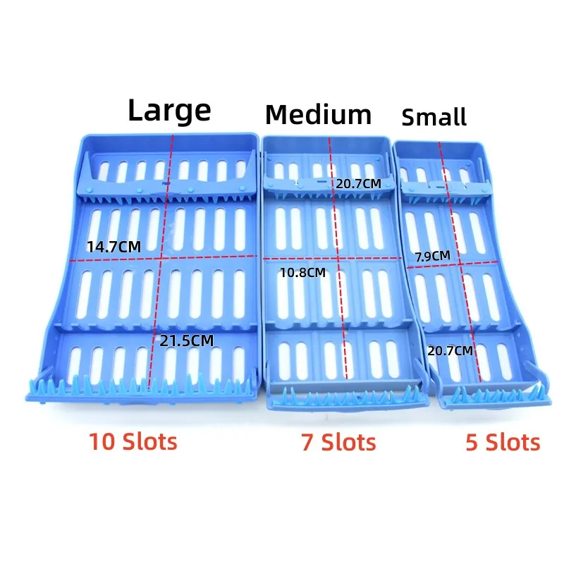 

1pc Dental Disinfection box Tray Plastic Blue Sterilization Plate For 5/7/10 slots Instruments Autoclavable Dental Tools