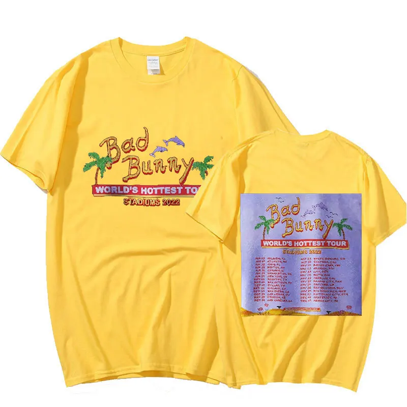 

Bad Bunny 2022 Tour Double Sided Print Tshirt Streetwear Oversized Short Sleeve Men's T-shirt Unisex Plus Size Tops