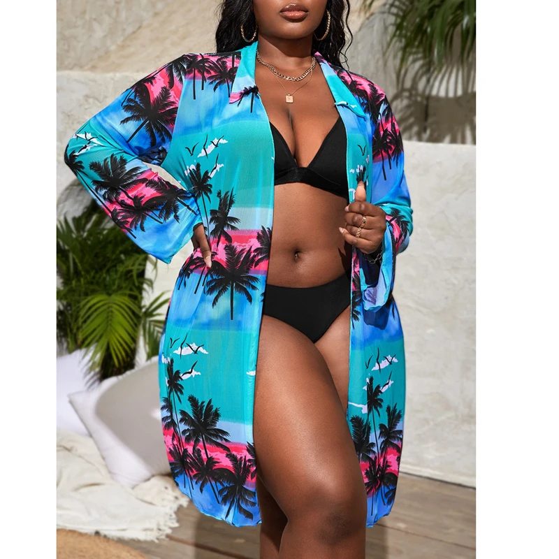 

2024 New Women's Tops Boho Loose Coverups Beach Swim Bikini Cardigan Bathing Suit Cover Ups Blouse Swimwear Resort Wear