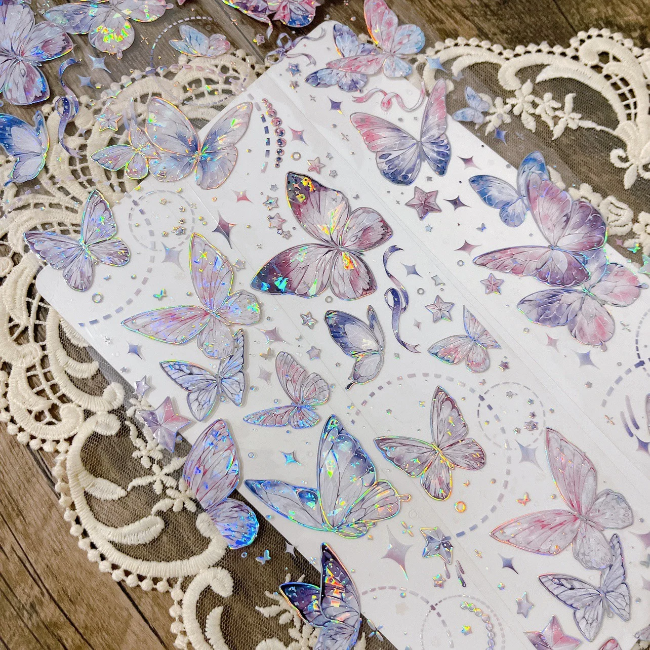 

1 петля BTY Butterfly Летающая зеленая фиолетовая клейкая лента коллаж