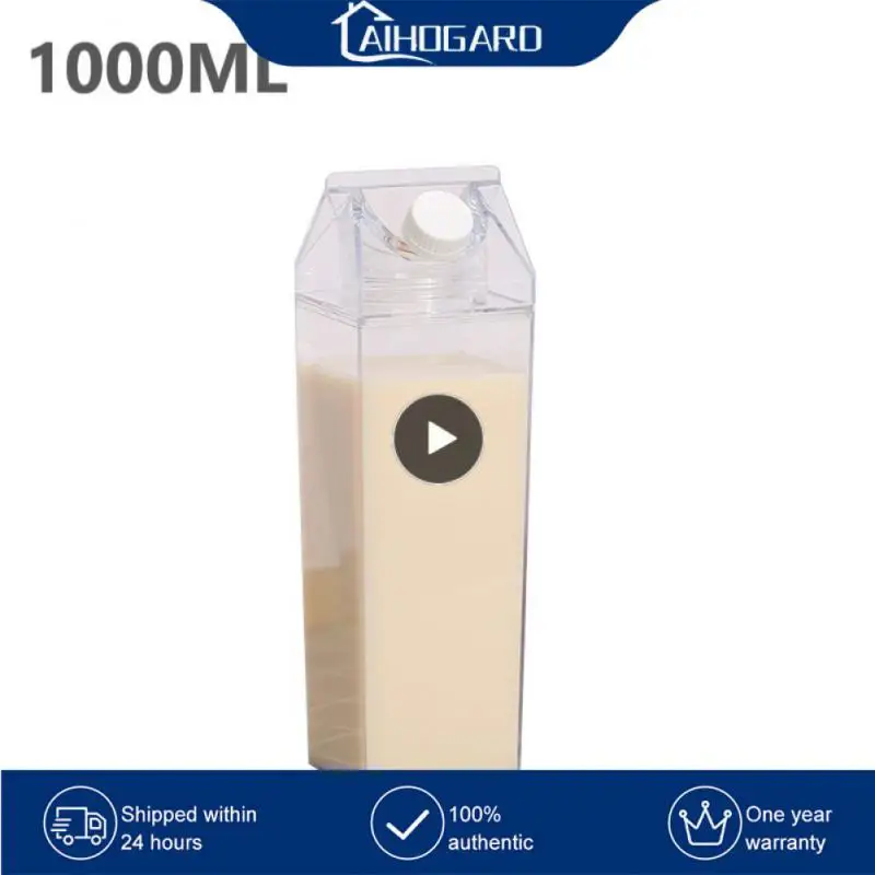 

500ml Square Milk Carton Kitchen Bar Leak-proof Creative Transparent Food Grade Plastic Milk Kettle Water Cup Storage Bottles