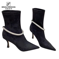 french two color cowhide stitched 8 5cm high heeled womens boots sheepskin lining leather sole top quality with box