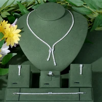 new uae square charms 4pcs bridal jewelry set for women wedding cubic zirconia dubai indian jewelry sets n 53