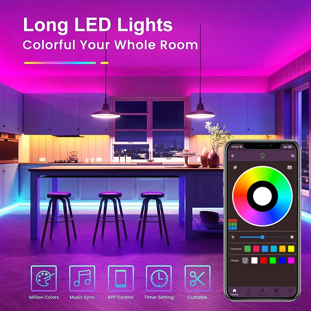Светодиодная лента 5050 RGB APP Bluetooth WiFi USB гибкие цвета меняющиеся свет 30