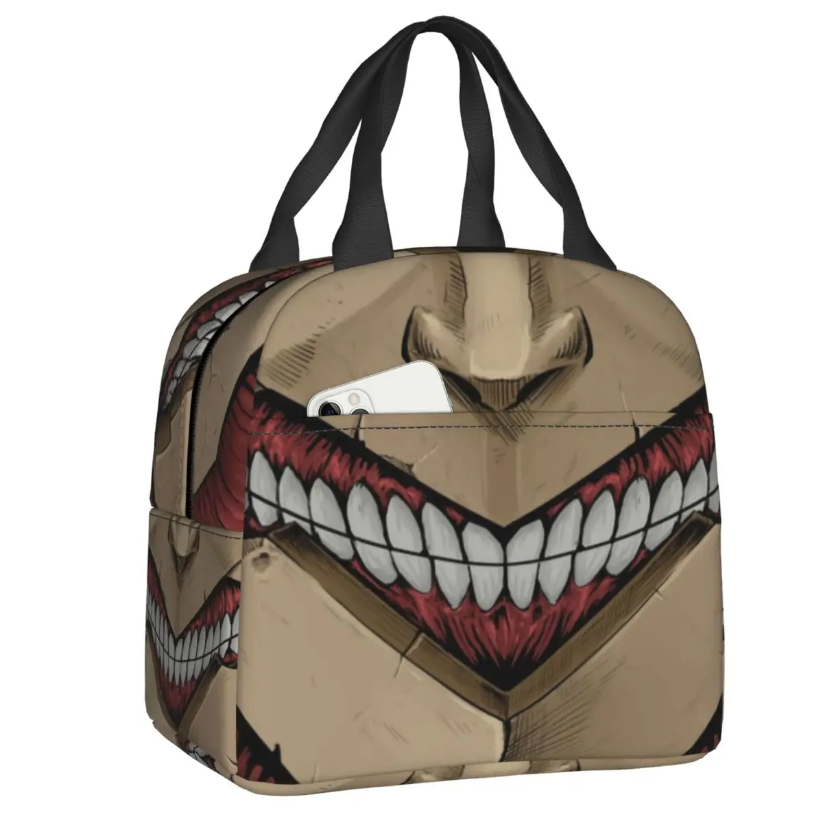 

Face Of Armored Titan Insulated Lunch Tote Bag for Women Attack On Titan Portable Thermal Cooler Food Lunch Box School