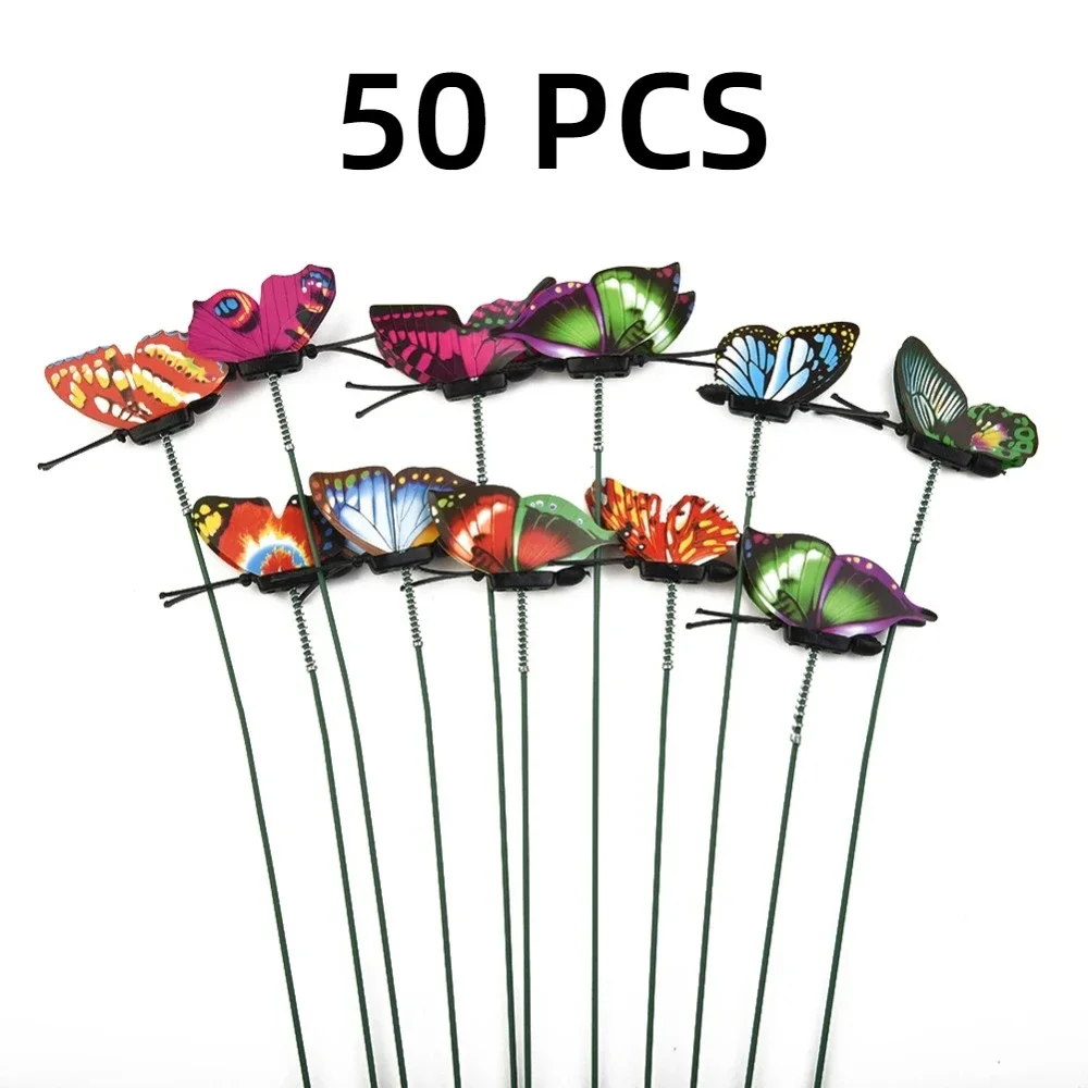 50 шт. 4/6/8 см разноцветная имитация бабочек на природе садовый Двор растение