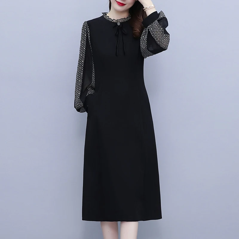 EHQAXIN осеннее новое женское платье модное 2024 повседневное сетчатое свободное