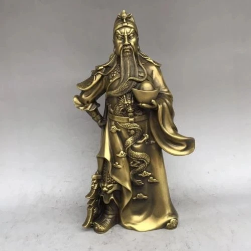 

Chinese China Fengshui Brass Guan Yu yuanbao Warrior Buddha Sculpture