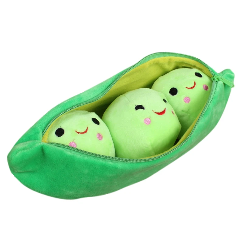 Baby Green Pea Plant Beans Plush Toys For Children Kids 3 Cute Smile Balls With Bag Plush Stuffed Toys Girls Boys Christmas Gift