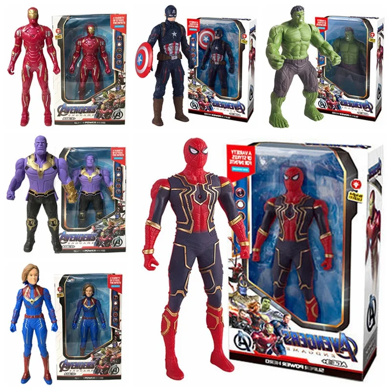 Figura de Anime de Los Vengadores de Marvel, Iron Man, Spider-Man, Hulk, Thanos, muñeca de plástico ABS, modelo de adorno, juguete para niños, regalos de cumpleaños