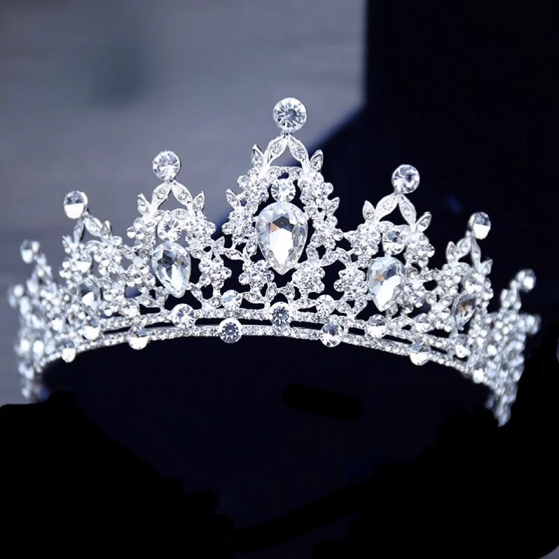 

Wedding Hair Tiara Crystal Bridal Tiara Crown Silver Color Diadem Veil Tiaras Wedding Hair Accessories Headpieces Head Jewelry