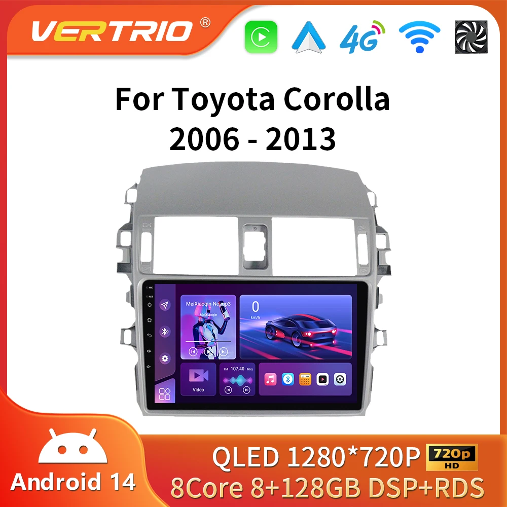 Фото Автомобильный радиоприемник Android 16 для Toyota Corolla E140 150 2007-2013, мультимедийный видеоплеер, GPS 2din, головное устройство Carplay, авто стерео BT 4G №1