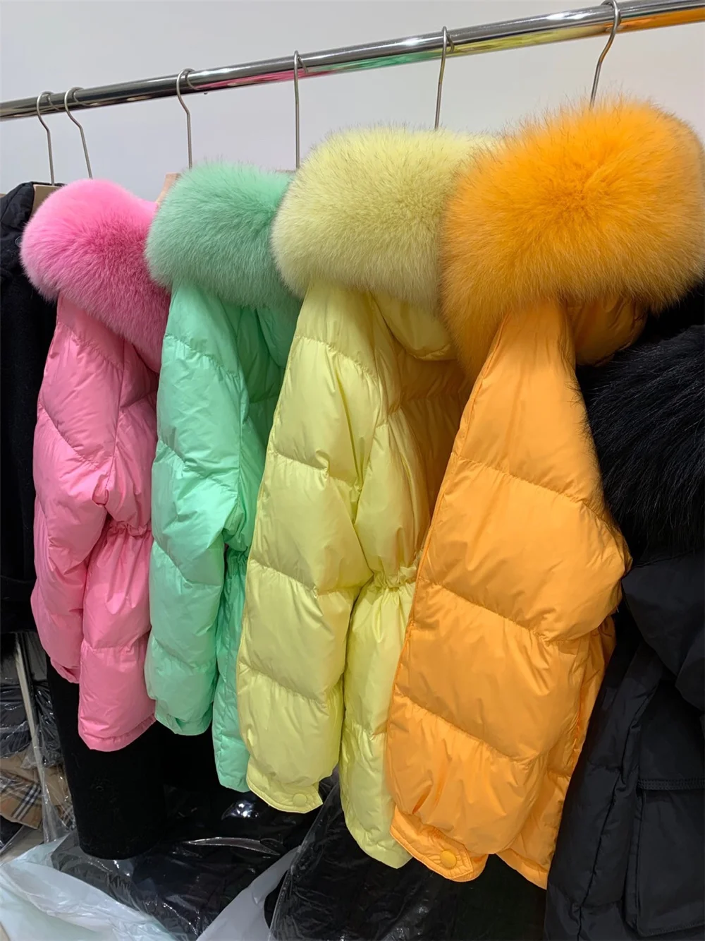 Furyoume New Winter Women White Duck Down Jacket Real Large Fox Fur Collar Coat Thick Warm Streetwear Female Parka Snow Outwear