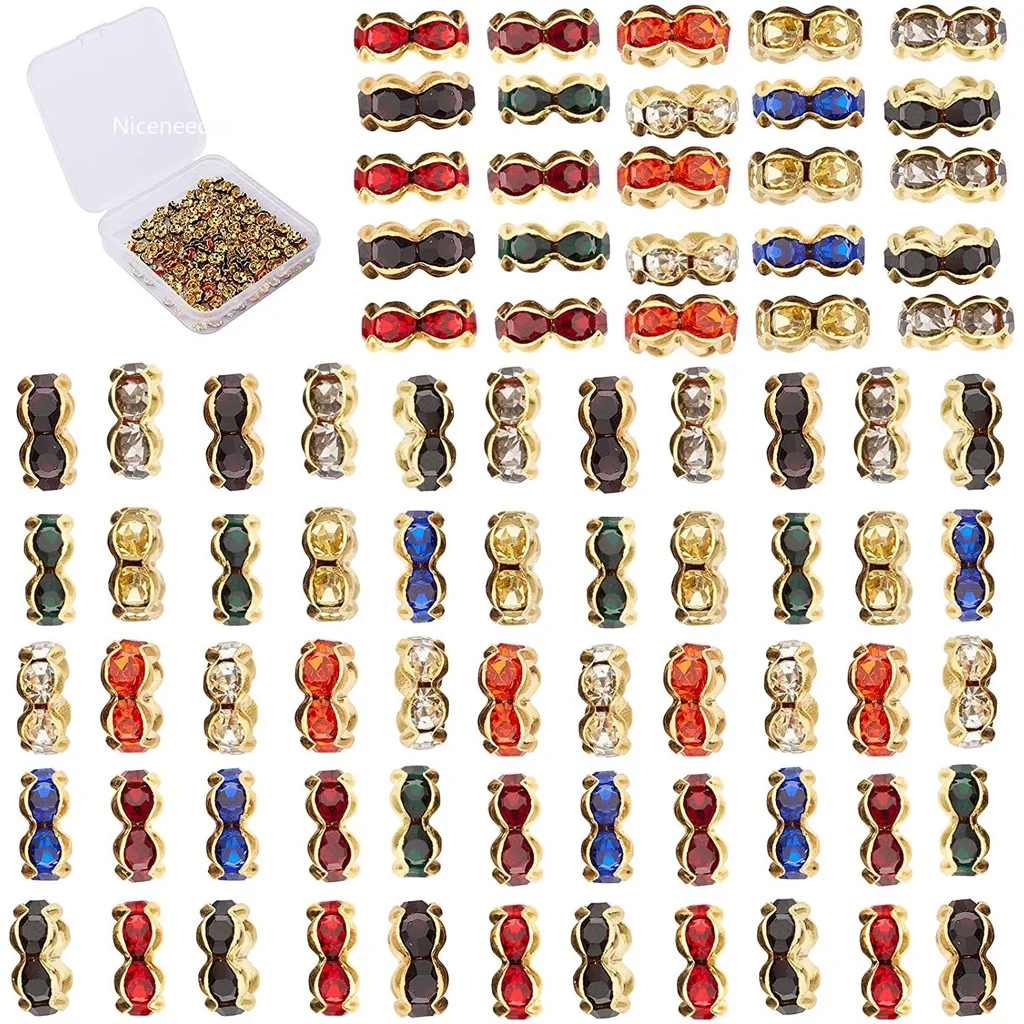 

1 Box 200Pcs 10 Colors Crystal Rondelle Spacer Beads Rhinestone Loose Beads 6mm Jewelry Findings for DIY Earring Bracelet Making