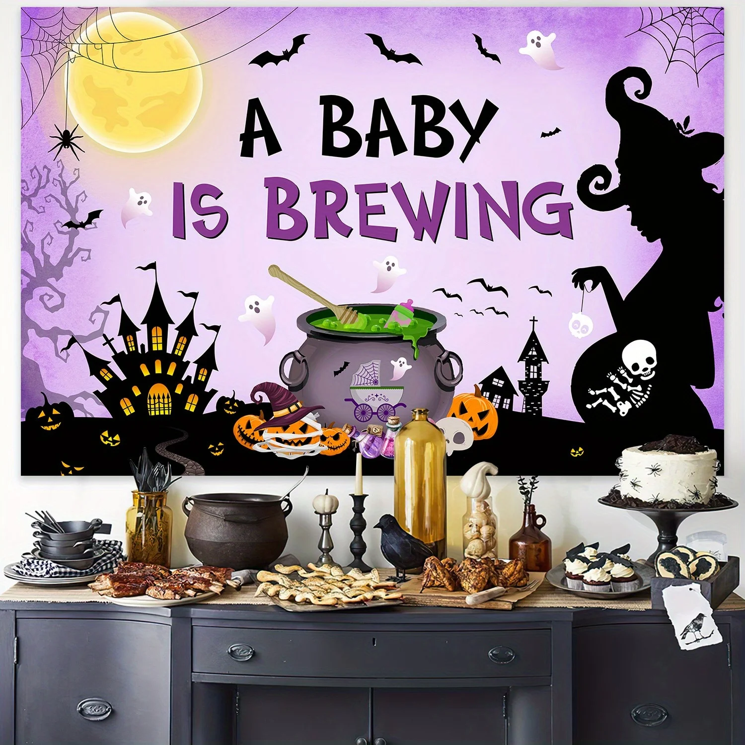 1 шт. пурпурное украшение для Хэллоуина детский фон фотографирования со