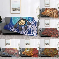 turtle multifunctional warm flannel blanket bed sofa personalized super soft warm bed cover