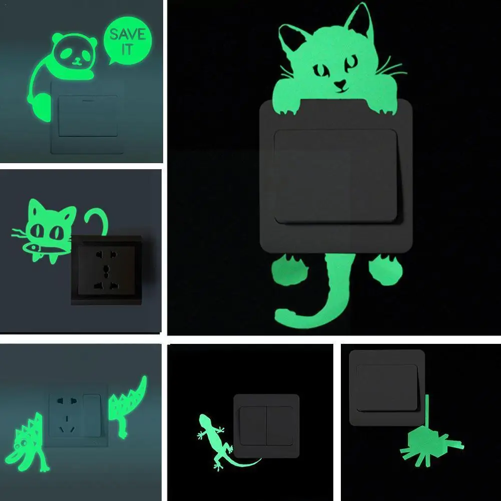 

Cute Animal Light Switch Sticker Glow In The Dark Cartoon Wall Sticker Luminous Home Stickers For Kids Baby Nursery Dec Y9a6