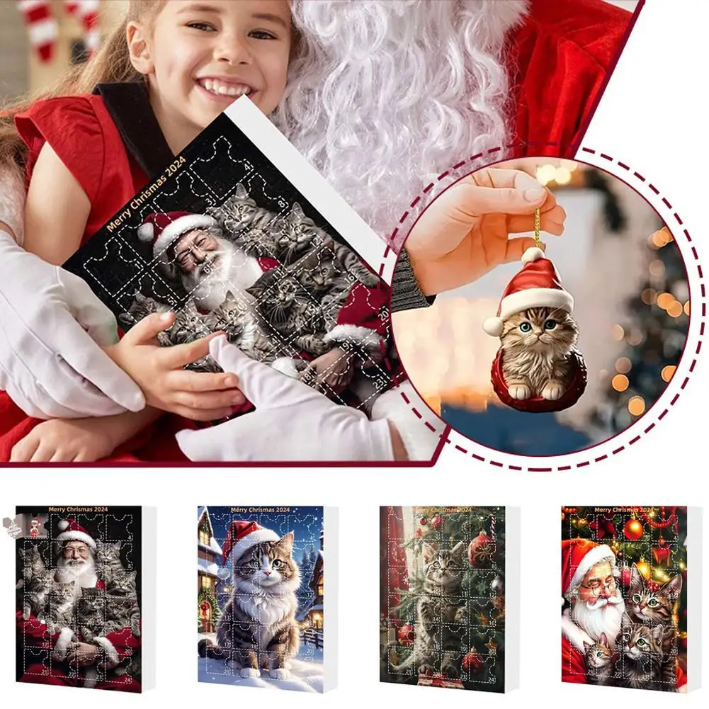 Милый рождественский адвент-календарь календарь обратного отсчета с котом 2024