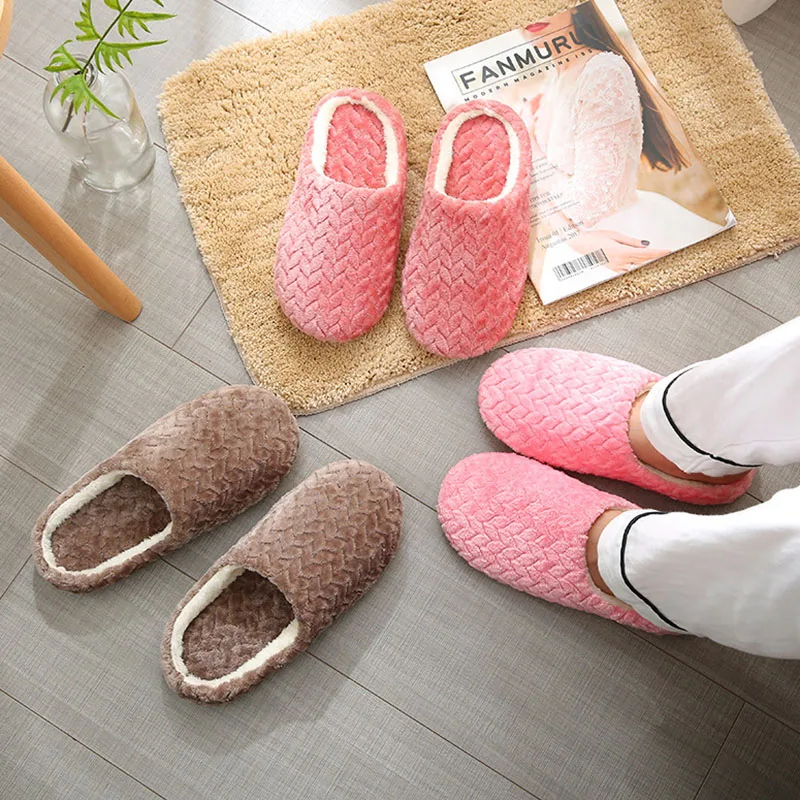 women indoor slippers warm plush home female slipper autumn winter shoes house flat floor home soft slient slides for bedroom free global shipping