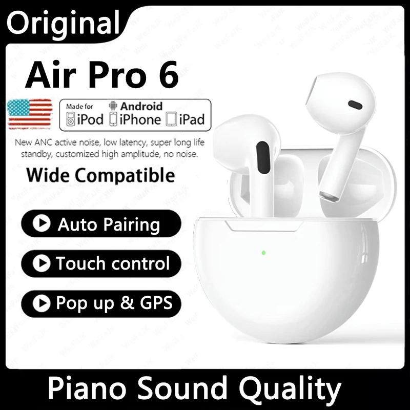 Оригинальные беспроводные Bluetooth наушники Air Pro 6 TWS, мини-наушники, наушники-вкладыши, гарнитура для режима «свободные руки», наушники для Xiaomi, Apple, iPhone