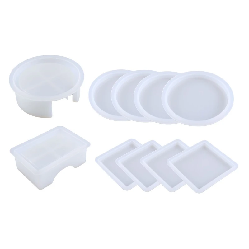 

Coaster Resin Molds,4PCS Coaster Silicone Molds for Epoxy Resin with Storage Rack Mold,Coaster Molds for Resin Casting