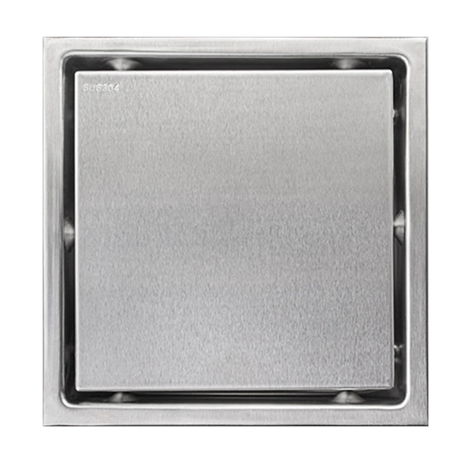 

Exquisite Brushed Nickel Finish Bathroom Shower Floor Drain, Modern Square Style, Easy Maintenance, Fully Recessed Installation