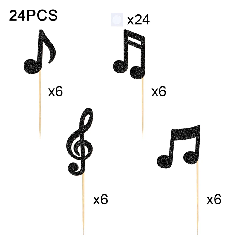 

YOMDID 24 шт. музыкальные бамбуковые топперы для кексов