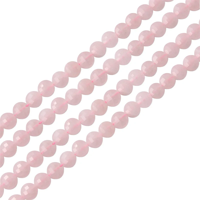 

Pink Rose Quartz Beads Strand Faceted Flat Round Rondelle 6mm Natural Gemstone Material For Jewelry Design Making Bracelet