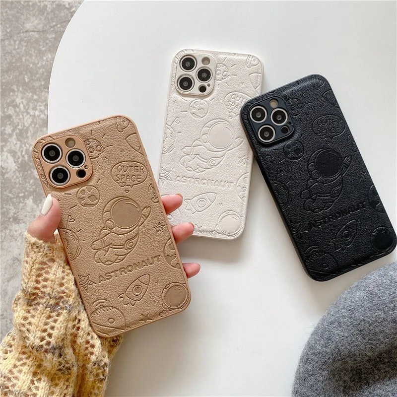 

Cartoon Cute Astronaut Phone Cases For iPhone 13 12 11 Pro Max XR XS MAX X 7/8Plus 2022 Leather Trendy Lady Woman Soft Shell