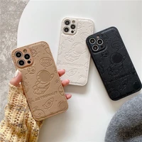 cartoon cute astronaut phone cases for iphone 13 12 11 pro max xr xs max x 78plus 2022 leather trendy lady woman soft shell