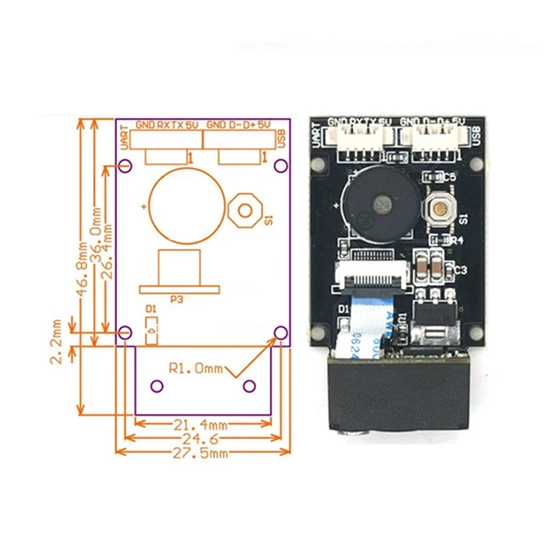GM77 640X480 CMOS DC5V USB UART интерфейс 1D 2D штрих-код сканер Qr-кода для паспорта |
