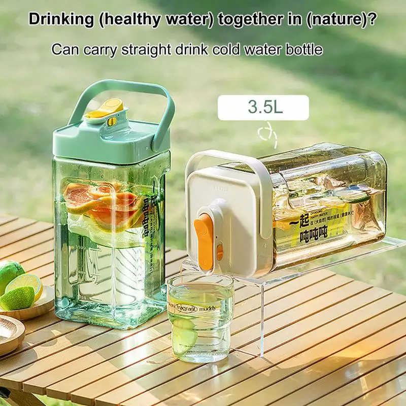 

3.5L Water Pitcher Leak Proof Drinkware Container With Spigot Multifunctional Summer Drink Bottle For Home Office And Events