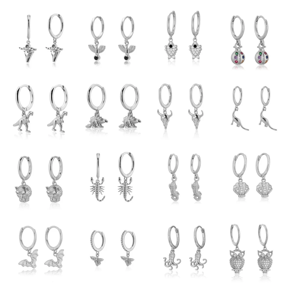 

Rhinoceros Tiger Dinosaur Animal Collection Pendiente Drop Earrings for Women 2022 Animal Rock Punk Collection Jewels Orecchini