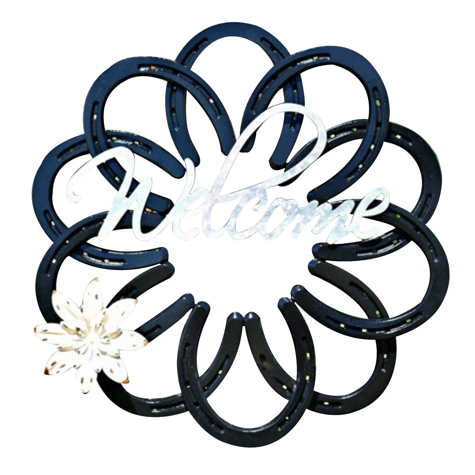 

Hangings Metal Welcome Sign Garden Welcome Sign Hanger Decor Iron Horseshoe Wreath For Front Door Outdoor Indoor Wall Home Door