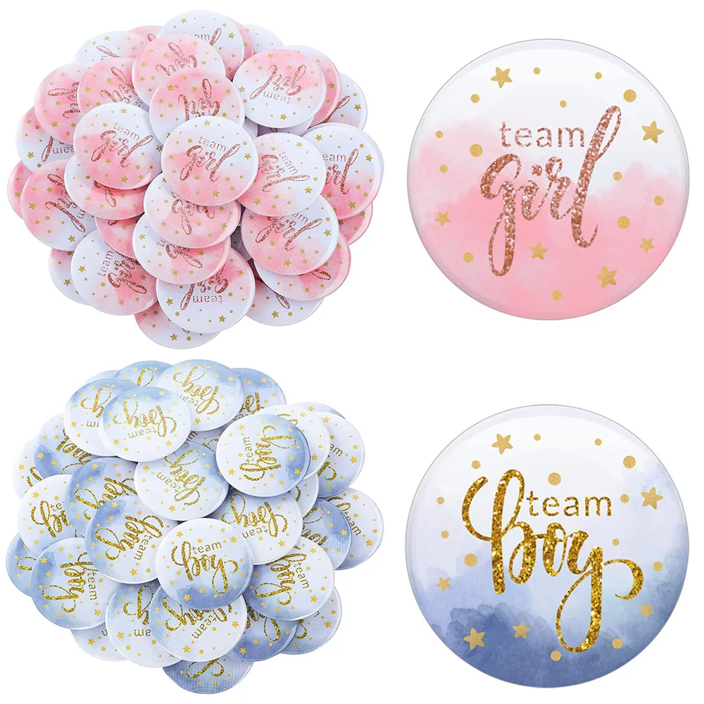 

12Pcs Gender Reveal Button Pins Watercolor Boy Girl Pinback Button Pins Round Decorative Button Pins Baby Shower Party Supplies